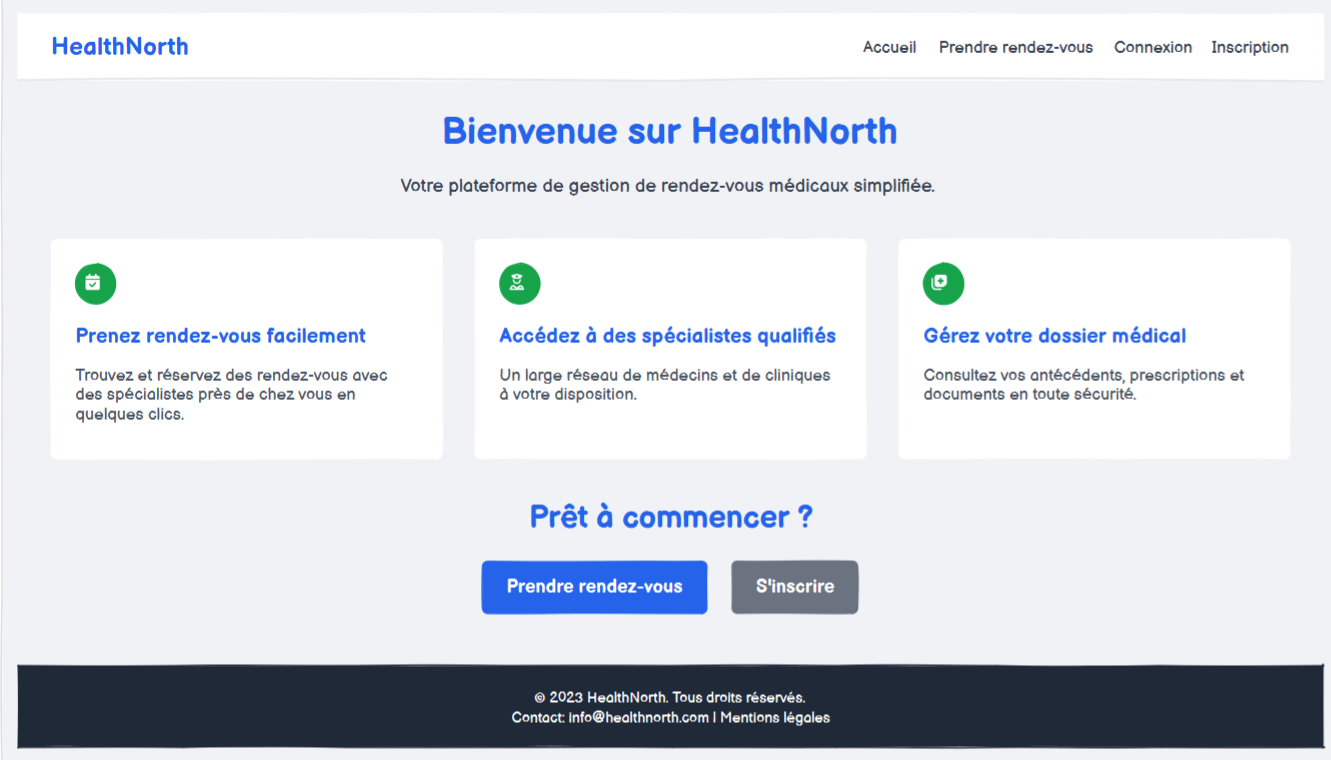 Capture du projet HealthNorth