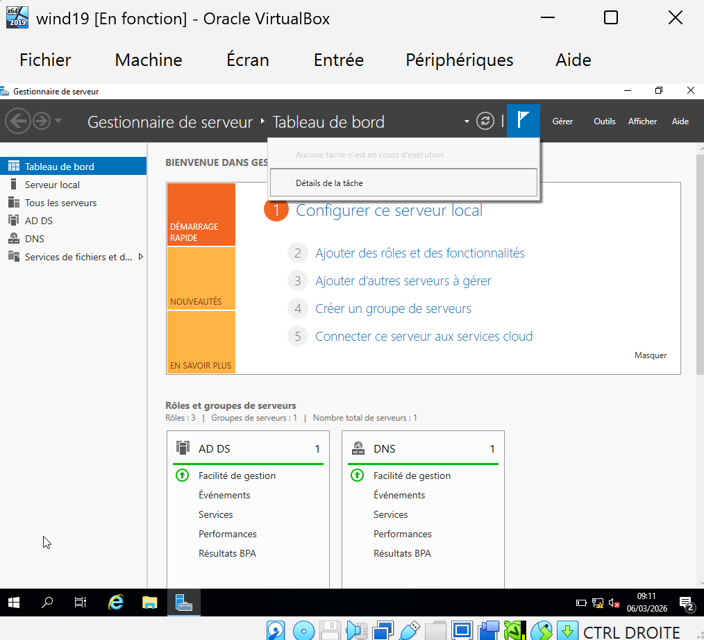 Installation et configuration d’un serveur Windows Server 2019 avec Active Directory