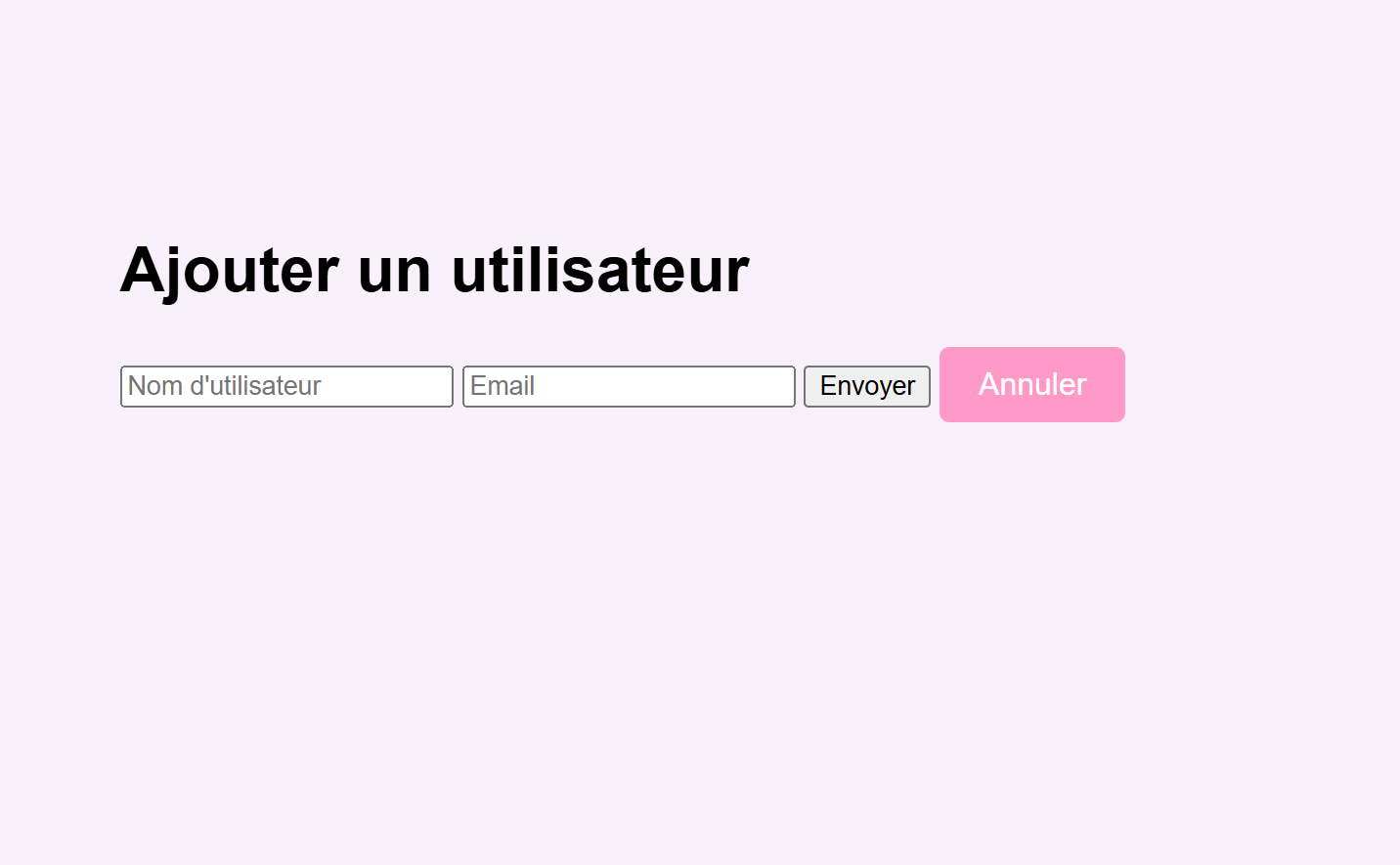 Capture d’écran de l’application CRUD utilisateurs